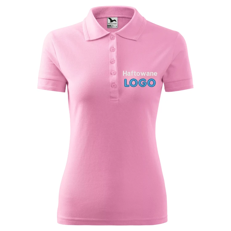 Koszulka polo RÓŻOWA z logo na sercu damska z haftem logo firmy 200g 210 kolor 30 koszulka polo.webp