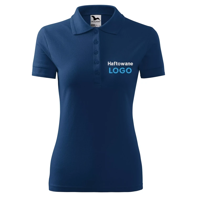 Koszulka polo CIEMNONIEBIESKA z logo na sercu damska z haftem logo firmy 200g 210 kolor 87 koszulka polo.webp