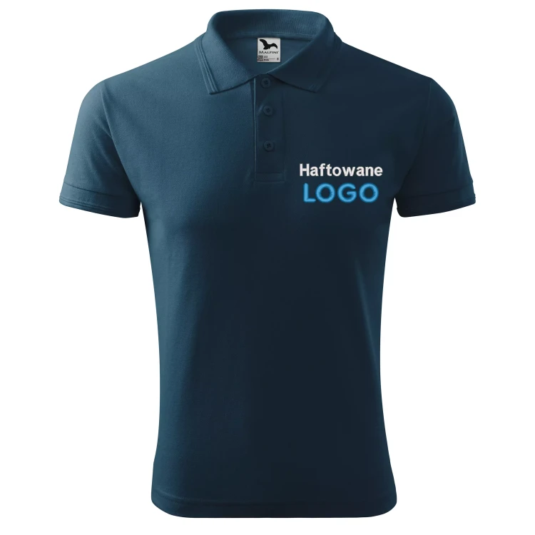 Koszulka polo GRANATOWA z logo na sercu męska z HAFTEM logo firmy 200g 203 kolor 02 koszulka polo.webp