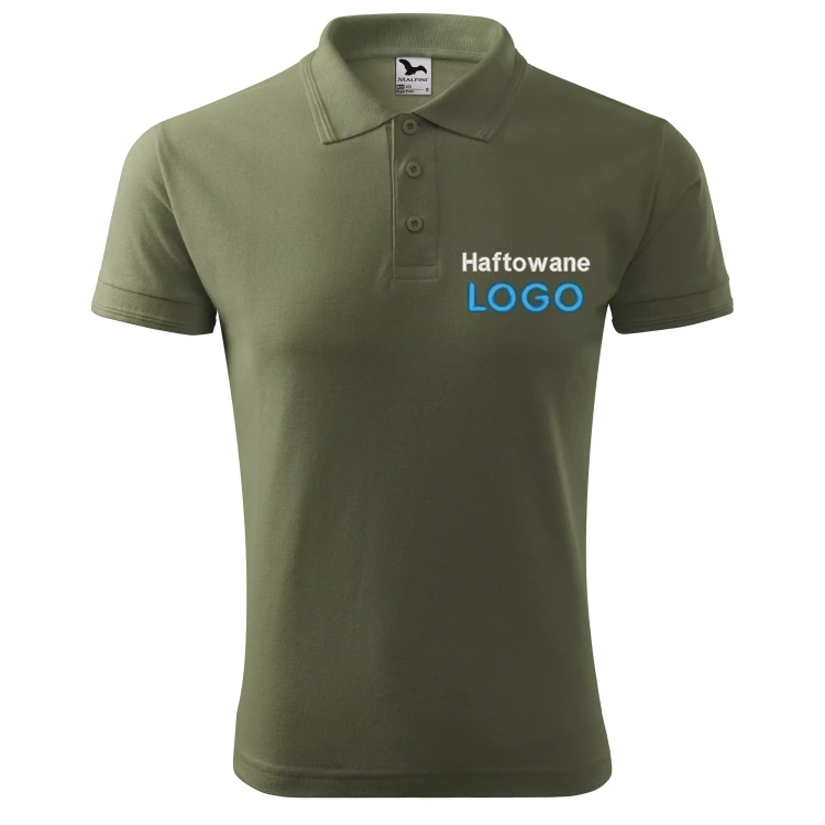 Koszulka polo KHAKI z logo na sercu męska z HAFTEM logo firmy 200g 203 kolor 09 koszulka polo.webp