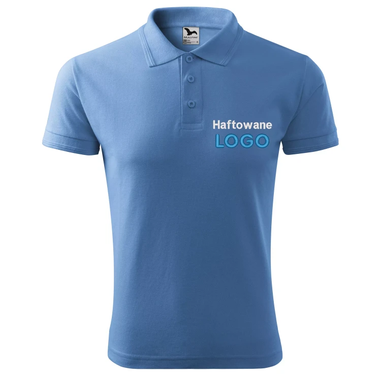 Koszulka polo BŁĘKITNA z logo na sercu męska z HAFTEM logo firmy 200g 203 kolor 15 koszulka polo.webp
