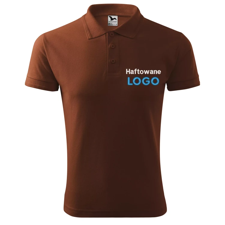 Koszulka polo CZEKOLADOWA z logo na sercu męska z HAFTEM logo firmy 200g 203 kolor 16 koszulka polo.webp