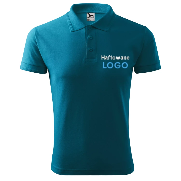 Koszulka polo CIEMNA TURKUSOWA z logo na sercu męska z HAFTEM logo firmy 200g 203 kolor 59 koszulka polo.webp