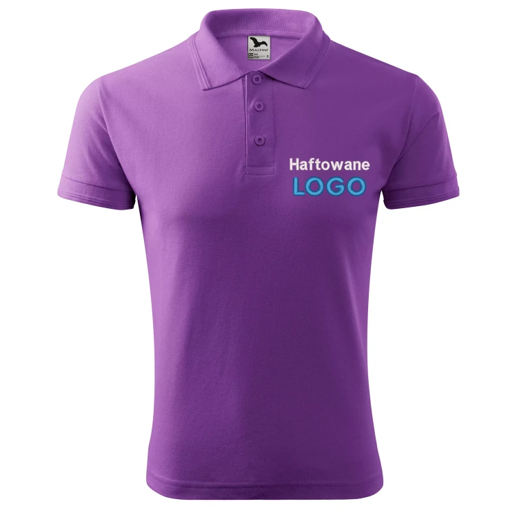 Koszulka polo FIOLETOWA z logo na sercu męska z HAFTEM logo firmy 200g 203 kolor 64 koszulka polo.webp