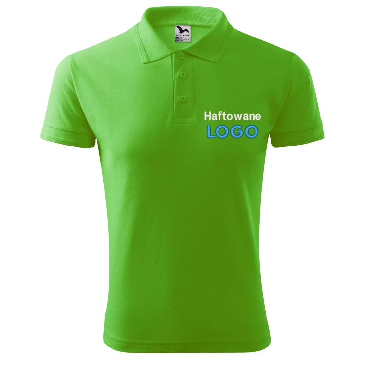 Koszulka polo GREEN APPLE z logo na sercu męska z HAFTEM logo firmy 200g 203 kolor 92 koszulka polo.webp