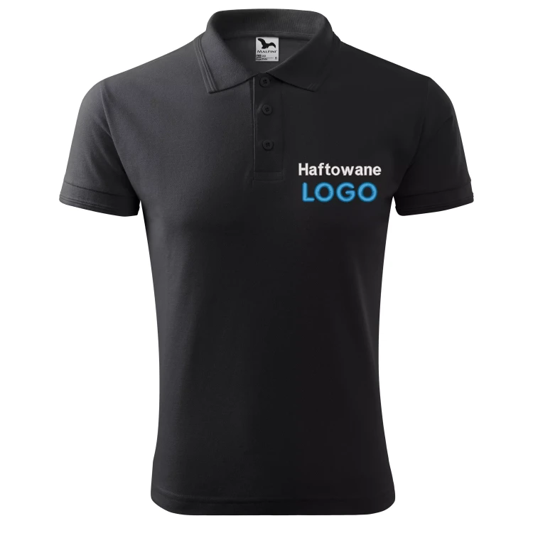 Koszulka polo EBONY GREY z logo na sercu męska z HAFTEM logo firmy 200g 203 kolor 94 koszulka polo.webp