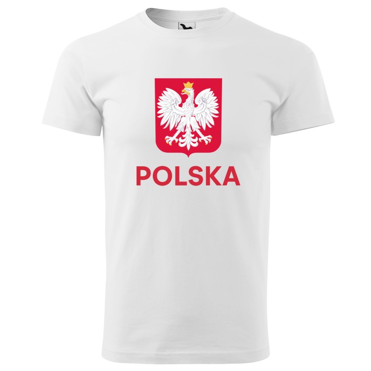 Koszulka męska BIAŁA z krótkim rękawem z GODŁEM POLSKI męska kolor biały