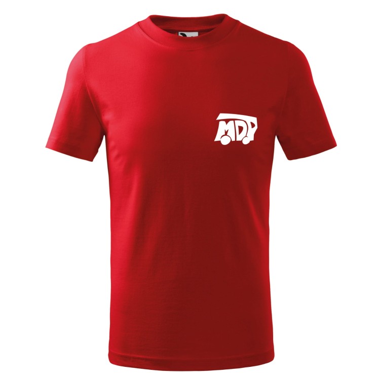 Koszulka dziecięca z krótkim rękawem z logo MDP na sercu i napisem "STRAŻ" na plecach unisex 160g Basic138 koszulka krótki rękaw kolor czerwony