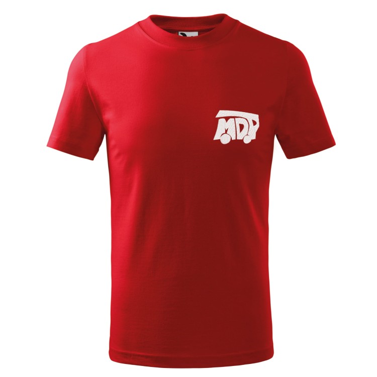 Koszulka dziecięca z krótkim rękawem z logo na sercu i plecach unisex z HAFTEM logo OSP 160g Basic138 koszulka krótki rękaw kolor czerwony
