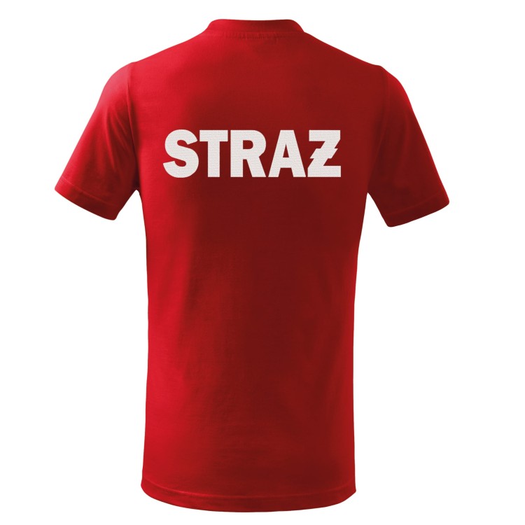 Koszulka dziecięca z krótkim rękawem z logo na sercu i plecach unisex z HAFTEM logo OSP 160g Basic138 koszulka krótki rękaw kolor czerwony