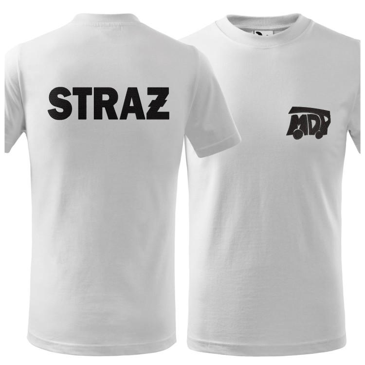 Koszulka dziecięca z krótkim rękawem z logo na sercu i plecach unisex z HAFTEM logo OSP 160g Basic138 koszulka krótki rękaw kolor biały