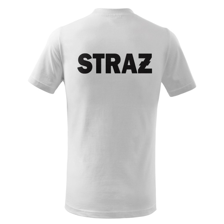Koszulka dziecięca z krótkim rękawem z logo na sercu i plecach unisex z HAFTEM logo OSP 160g Basic138 koszulka krótki rękaw kolor biały