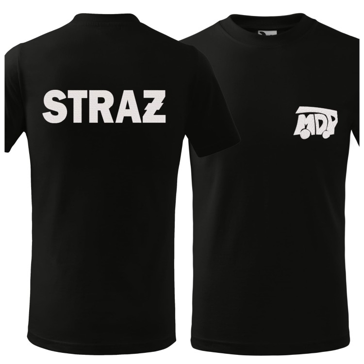 Koszulka dziecięca z krótkim rękawem z logo na sercu i plecach unisex z HAFTEM logo OSP 160g Basic138 koszulka krótki rękaw kolor czarny