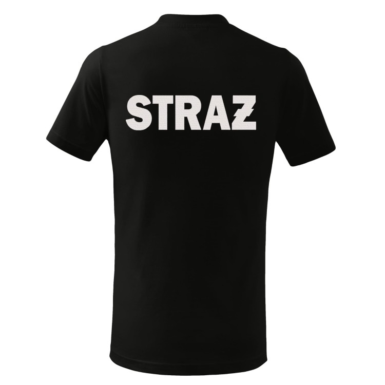 Koszulka dziecięca z krótkim rękawem z logo na sercu i plecach unisex z HAFTEM logo OSP 160g Basic138 koszulka krótki rękaw kolor czarny