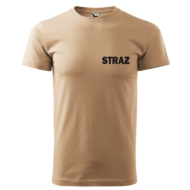 Koszulka z krótkim rękawem z logo na sercu i plecach męska z HAFTEM logo OSP 160g BASIC129 koszulka krótki rękaw kolor piaskowy