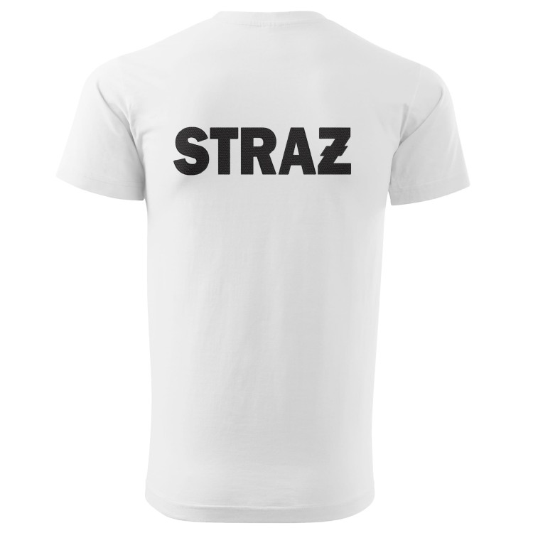 Koszulka z krótkim rękawem z logo na sercu i plecach męska z HAFTEM logo OSP 160g BASIC129 koszulka krótki rękaw kolor biały