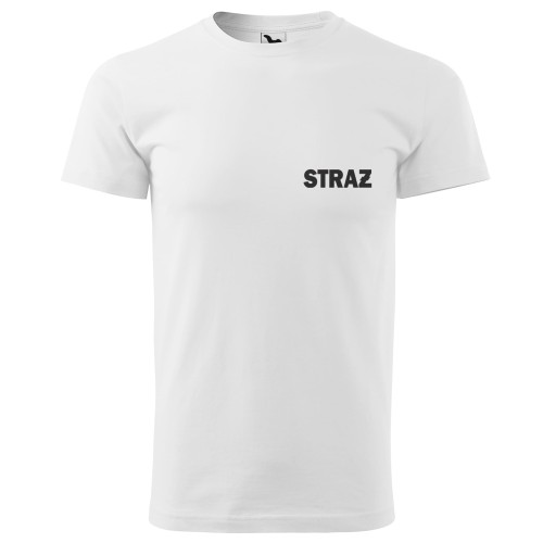 Koszulka z krótkim rękawem z logo na sercu i plecach męska z HAFTEM napisem straż 160g BASIC129 koszulka krótki rękaw kolor biały