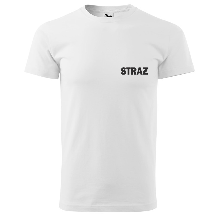 Koszulka z krótkim rękawem z logo na sercu i plecach męska z HAFTEM napisem straż 160g BASIC129 koszulka krótki rękaw kolor biały
