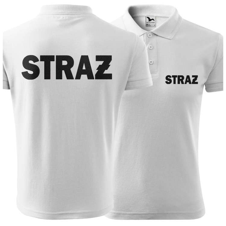 Koszulka polo z krótkim rękawem z logo na sercu i plecach męska z HAFTEM napisem straż 200g Pique Polo203 koszulka polo krótki rękaw kolor biały