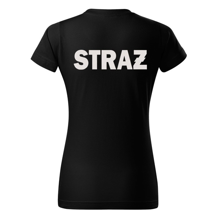 Koszulka z krótkim rękawem z logo na sercu i plecach damska z HAFTEM logo OSP 160g BASIC134 koszulka krótki rękaw kolor czarny