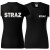 Koszulka z krótkim rękawem z logo na sercu i plecach damska z HAFTEM napisem straż 160g BASIC129 koszulka krótki rękaw kolor czarny
