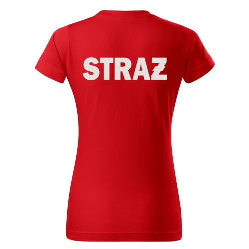 Koszulka z krótkim rękawem z logo na sercu i plecach damska z HAFTEM logo OSP 160g BASIC134 koszulka krótki rękaw kolor czerwony