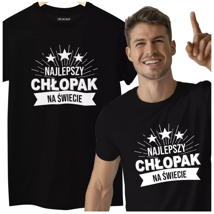 KOSZULKA NA DZIEŃ CHŁOPAKA PREZENT DLA CHŁOPAKA Z NAPISEM Najlepszy chłopak na świecie KOLOR CZARNY.webp