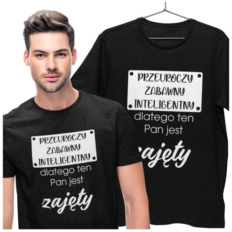 KOSZULKA NA DZIEŃ CHŁOPAKA PREZENT DLA CHŁOPAKA Z NAPISEM Przeuroczy zabawny inteligentny dlatego ten Pan jest zajęty KOLOR CZARNY (1).jpg