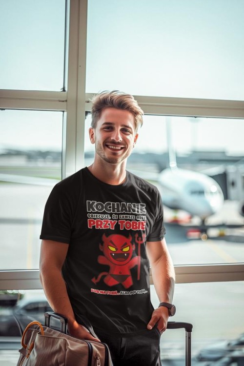 Koszulka dla Chłopaka modny prezent na Walentynki lub Urodziny stylowa koszulka z napisem Kochanie obiecuje, że zawsze będę przy tobie lub na tobie... albo p (3).jpg