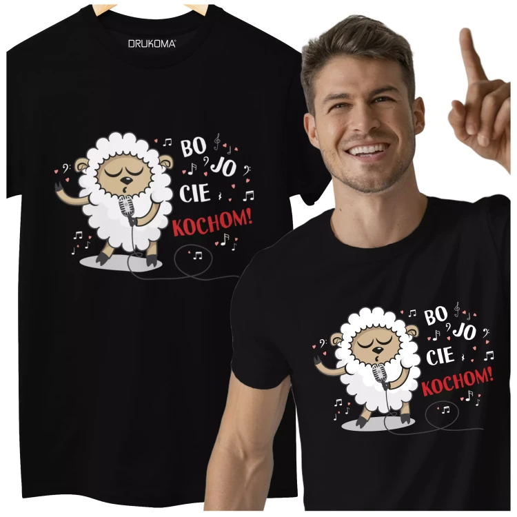 KOSZULKA NA DZIEŃ CHŁOPAKA PREZENT DLA CHŁOPAKA Z NAPISEM BO JO CIĘ KOCHOM KOLOR CZARNY.webp