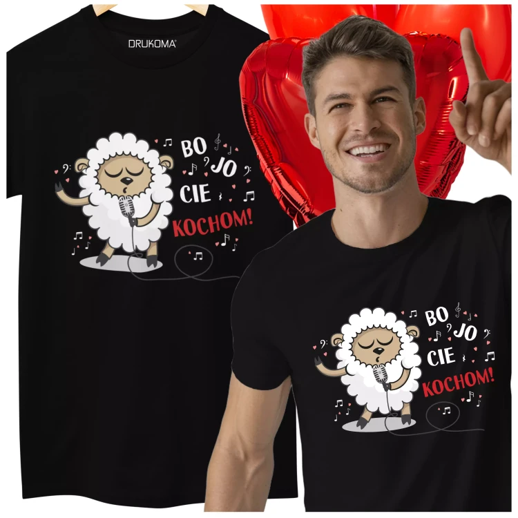 KOSZULKA NA DZIEŃ CHŁOPAKA PREZENT DLA CHŁOPAKA Z NAPISEM BO JO CIĘ KOCHOM KOLOR CZARNY.webp