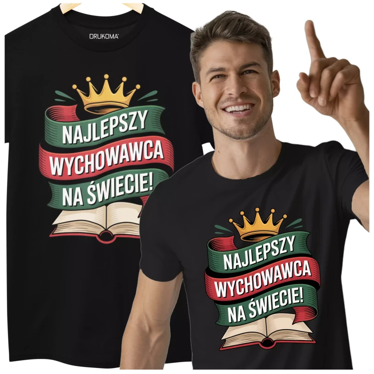 KOSZULKA ZABAWNA NA KAŻDĄ OKAZJE Z NAPISEM NAJLEPSZY WYCHOWAWCA NA ŚWIECIE (1).webp