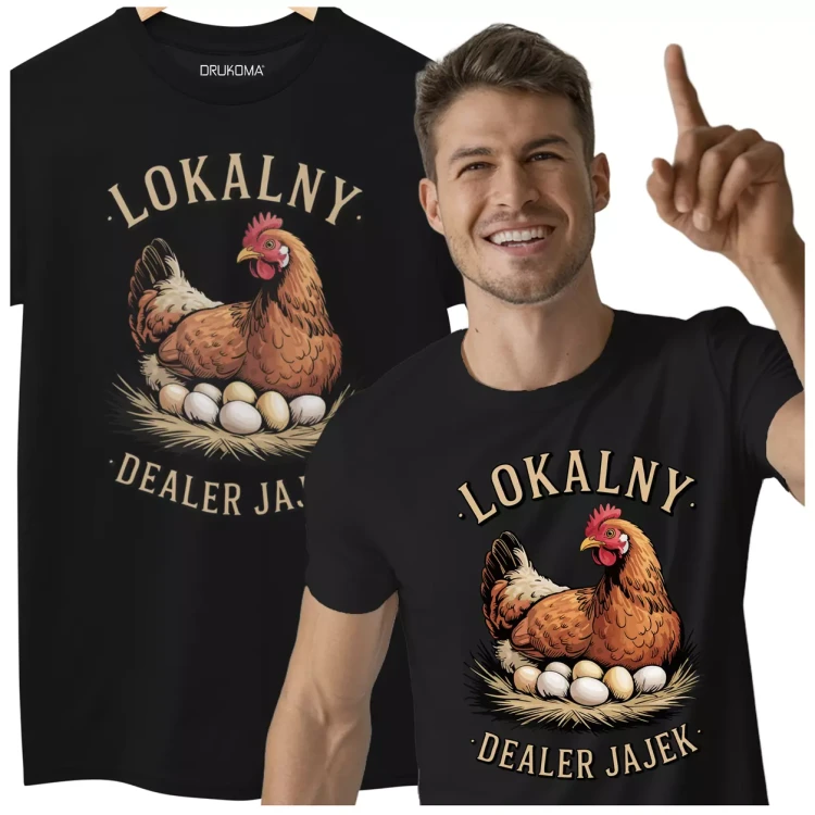 KOSZULKA DLA ROLNIKA Śmieszny Prezent dla Hodowcy Lokalny Dealer JAJEK JAJ (5).webp