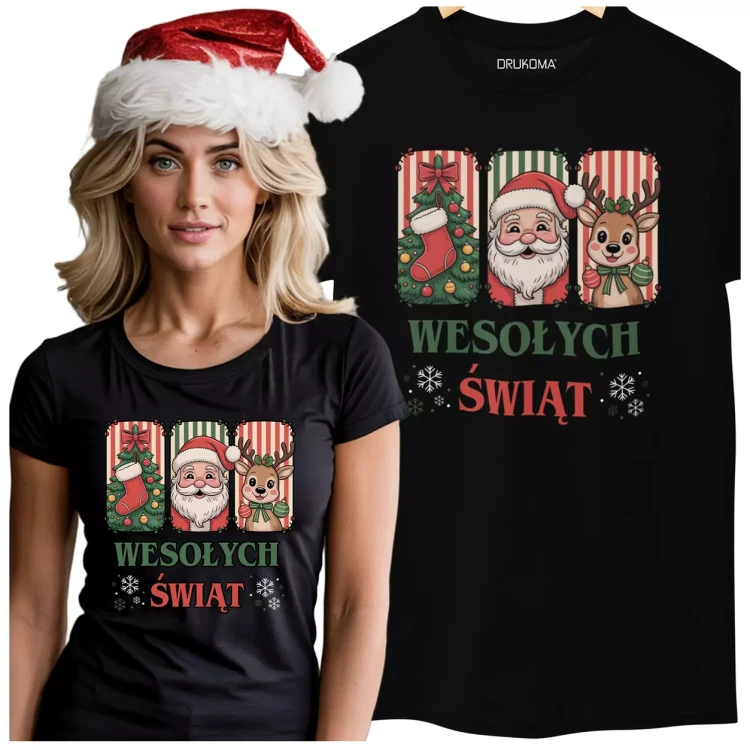 KOSZULKA DAMSKA ZABAWNA NA KAŻDĄ OKAZJE Z NAPISEM WESOŁYCH ŚWIĄT (3).webp