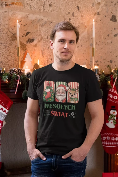 KOSZULKA ŚWIĄTECZNA PREZENT MIKOŁAJKOWY Z NAPISEM WESOŁYCH ŚWIĄT (5).webp