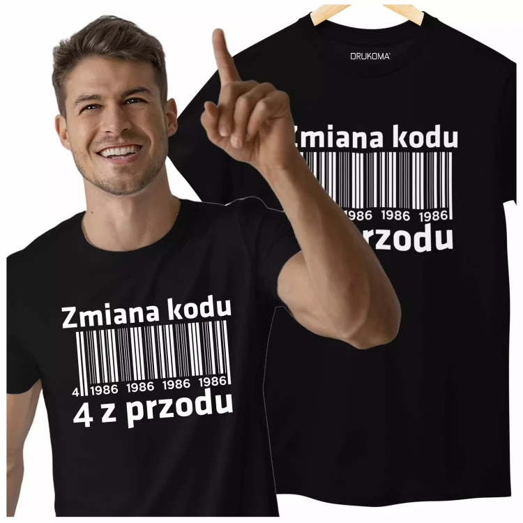 Koszulka na urodziny na 40 czterdziestkę z napisem Zmiana kodu 4 z przodu 1986 (2).webp