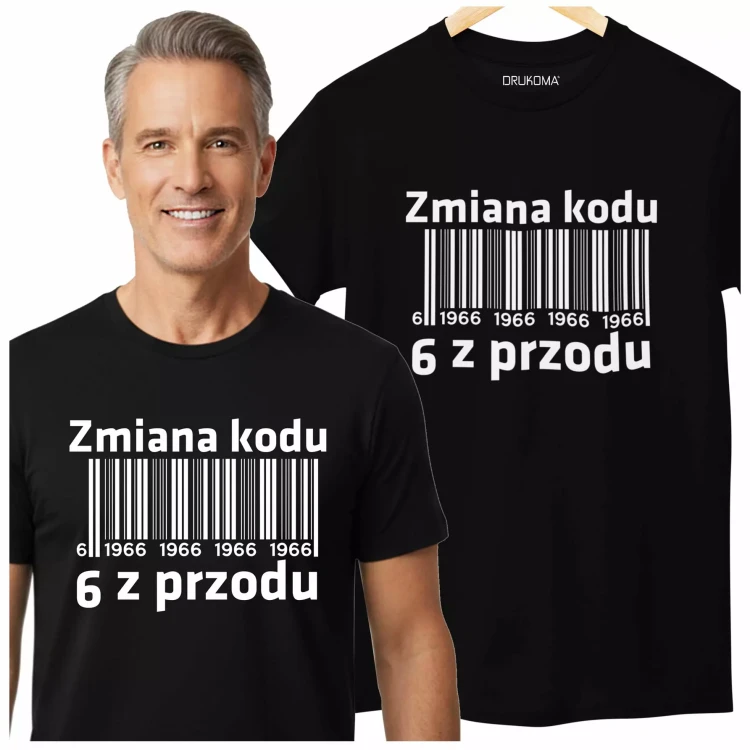 Koszulka na urodziny na 60 sześćdziesiątkę z napisem Zmiana kodu 6 z przodu 1966 (2).webp