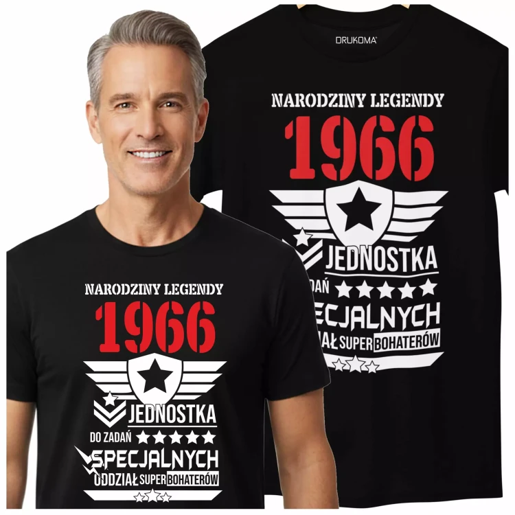 Koszulka na urodziny na 60 lat sześćdziesiąte urodziny Narodziny Legendy 1966 jednostka do zadań specjalnych (2).webp