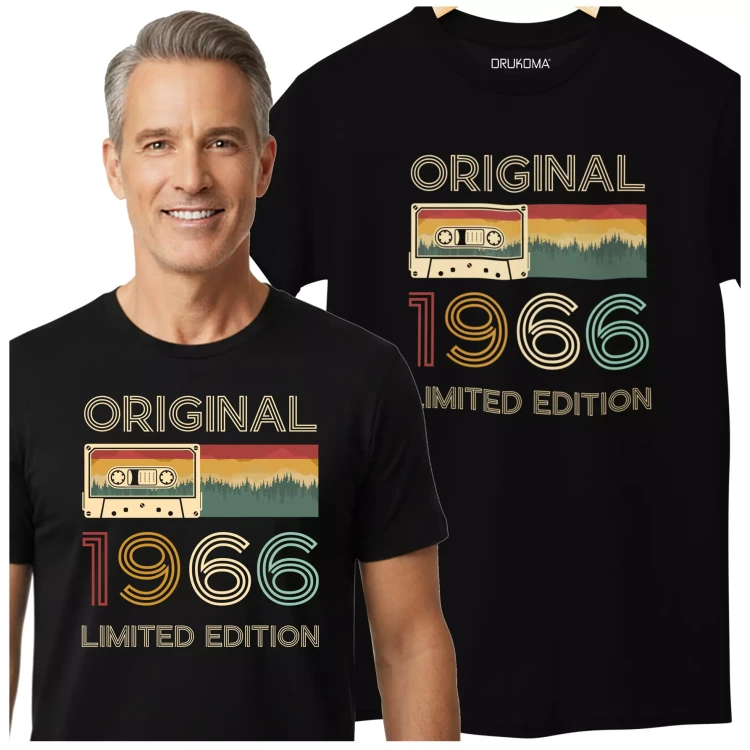 Koszulka na urodziny na 60 SZEŚĆDZIESIĄTKĘ z napisem ORIGINAL 1966 LIMITED EDITION (2).webp