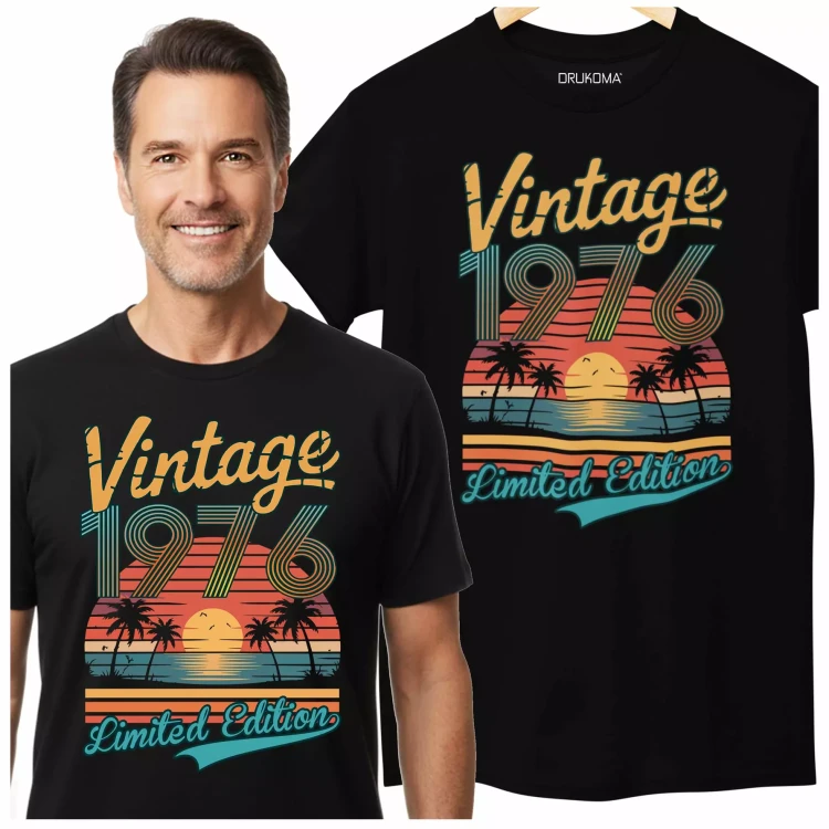 Koszulka na urodziny na 50 PIĘĆDZIESIĄTKĘ z napisem VINTAGE 1976 LIMITED EDITION (2).webp
