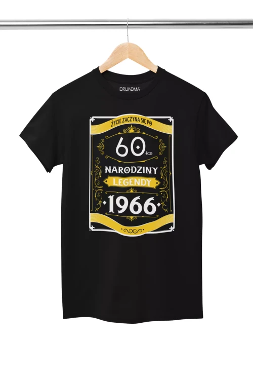 Koszulka na 60 urodziny na sześćdziesiątkę 60 LAT ŻYCIE ZACZYNA SIĘ PO 60-TCE NARODZINY LEGENDY 1966 (3).webp
