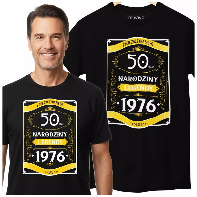 Koszulka na 50 urodziny na pięćdziesiątkę 50 LAT ŻYCIE ZACZYNA SIĘ PO 50-TCE NARODZINY LEGENDY 1976 (2).webp