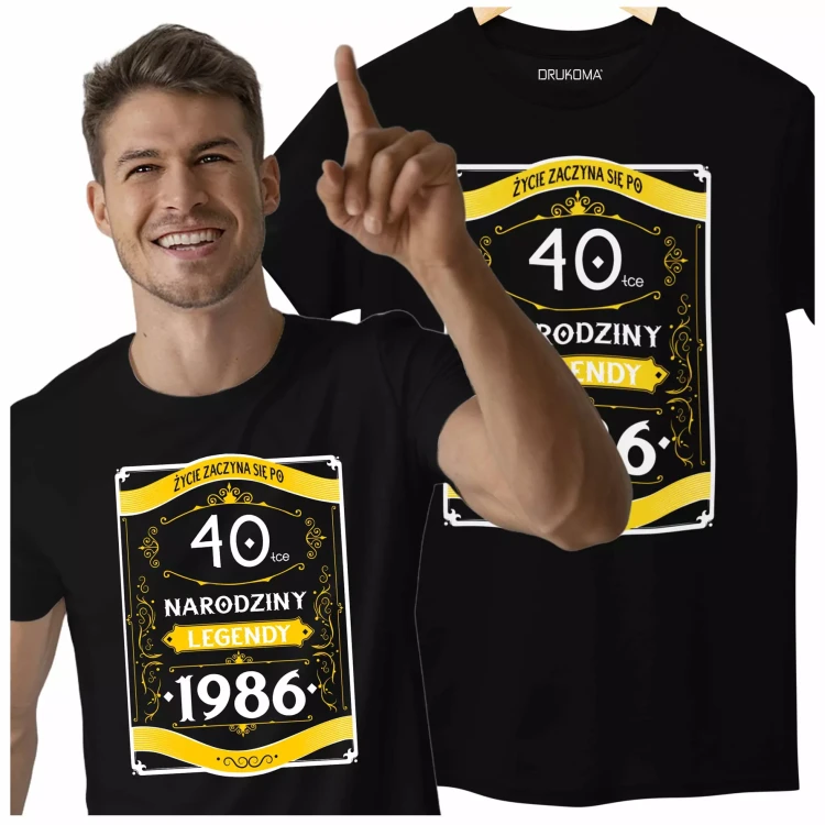 Koszulka na 40 urodziny na czterdziestkę 40 LAT ŻYCIE ZACZYNA SIĘ PO 40-TCE NARODZINY LEGENDY 1986 (2).webp