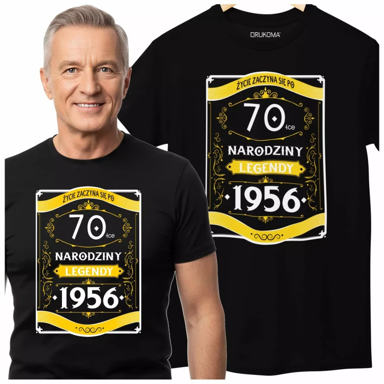Koszulka na 70 urodziny na siedemdziesiątkę 70 LAT ŻYCIE ZACZYNA SIĘ PO 70-TCE NARODZINY LEGENDY 1956 (2).webp