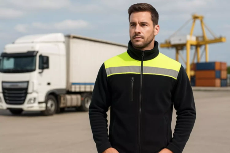 Polar męski ostrzegawczy NEOPLUS FLHV400 (HI VISION) 340-360 gm² z haftem z taśmami odblaskowymi dla lepszej widoczności (7).webp