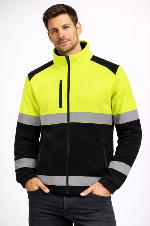 Polar ostrzegawczy dwukolorowy NEOPLUS FLHV450 (HI VISION) 340-360 gm² z haftem z taśmami odblaskowymi dla lepszej  (4).webp