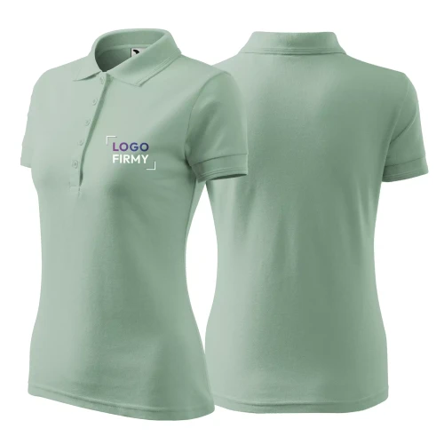Koszulka polo z logo na sercu damska z nadrukiem logo firmy 200g 210 kolor C9 SAGE koszulka polo (1).webp