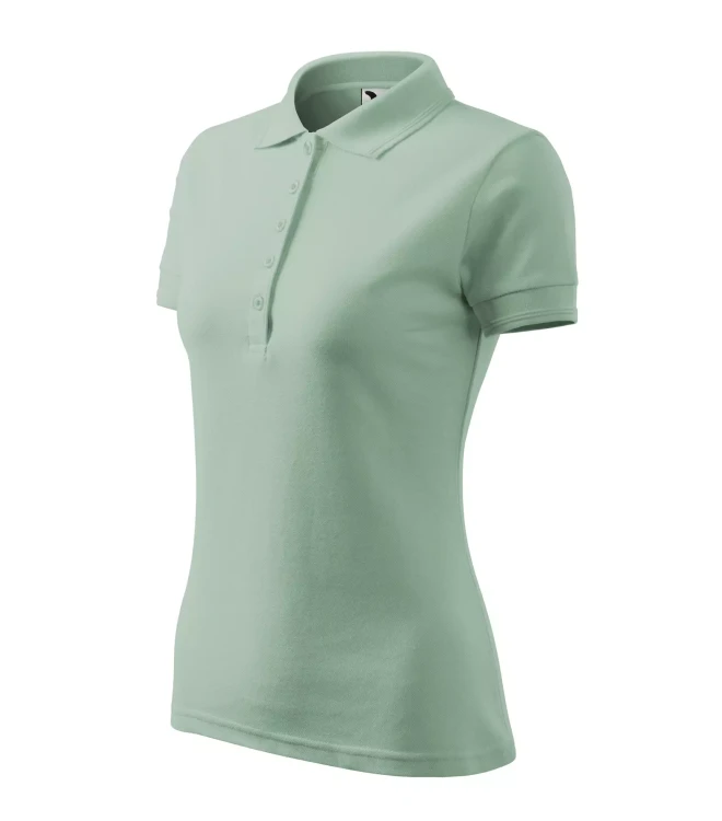 Koszulka polo z logo na sercu i plecach damska z nadrukiem logo firmy 200g 210 kolor C9 SAGE koszulka polo (5).webp