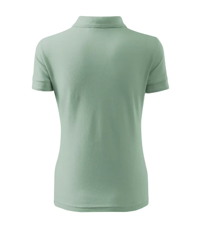 Koszulka polo z logo na sercu i plecach damska z nadrukiem logo firmy 200g 210 kolor C9 SAGE koszulka polo (3).webp