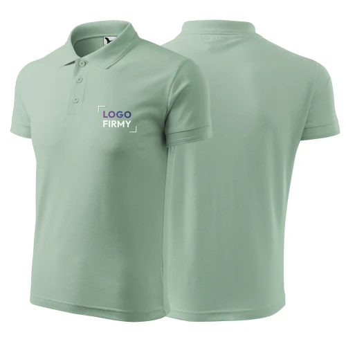Koszulka polo z logo na sercu męska z nadrukiem logo firmy 200g 203 kolor SAGE C9 koszulka polo (1).webp